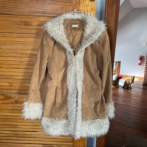 Penny Lane suede & faux fur coat